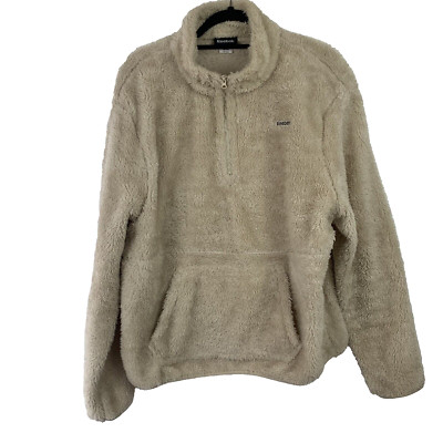 Reebok Womans Soft 1/4 Pullover Teddi Bear Top Kangaroo Pocket Size XXL Beige