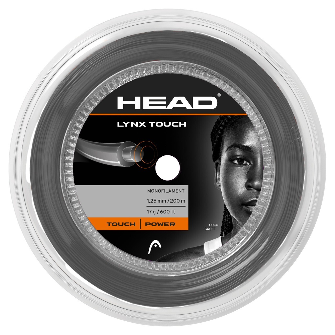 HEAD Lynx Touch Tennis Racket String - 1.25mm / 17 - 200m Reel - Grey