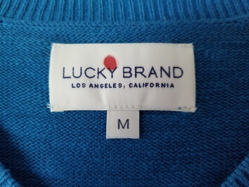 Lucky Brand Men's Cloud Soft V Neck Sweater Long Sleeve Blue Pull Over Size Med - Picture 3 of 5