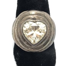 Vintage 925 Sterling Silver  Yellow Heart Cut Cubic Zirconia Bold Ring sz 7