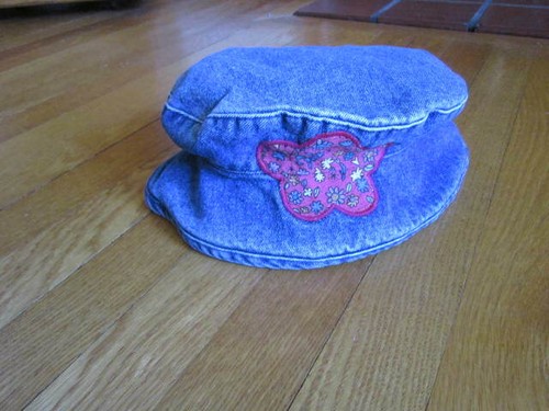 Vtg Girl's Denim Hat GAP for Kids 1990's Size Large Orange Flowers Floppy Top