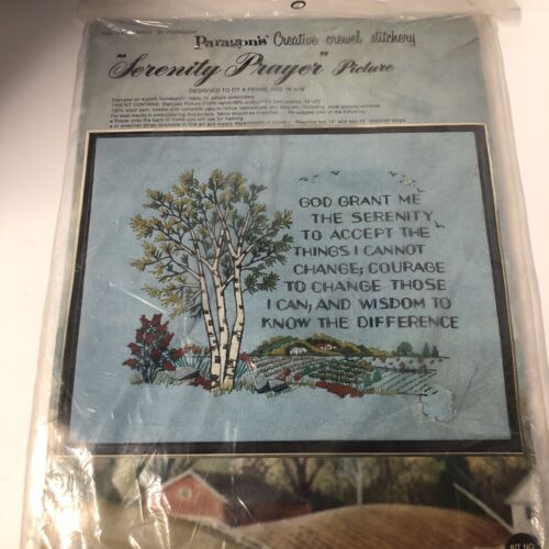1973 * SERENITY PRAYER * Creative Crewel Stitchery Embroidery Kit 0732 Vintage - Picture 1 of 3