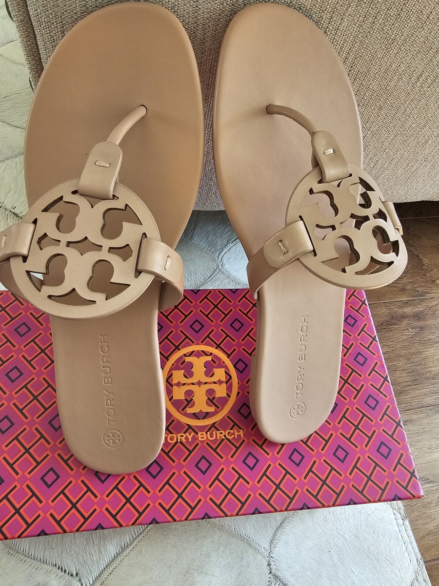 Tory Burch MILLER SOFT SANDAL Calf Leather Light Makeup Size