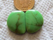 2 Green Alunite Cabs 24 carat rare freeform matching set cabochons