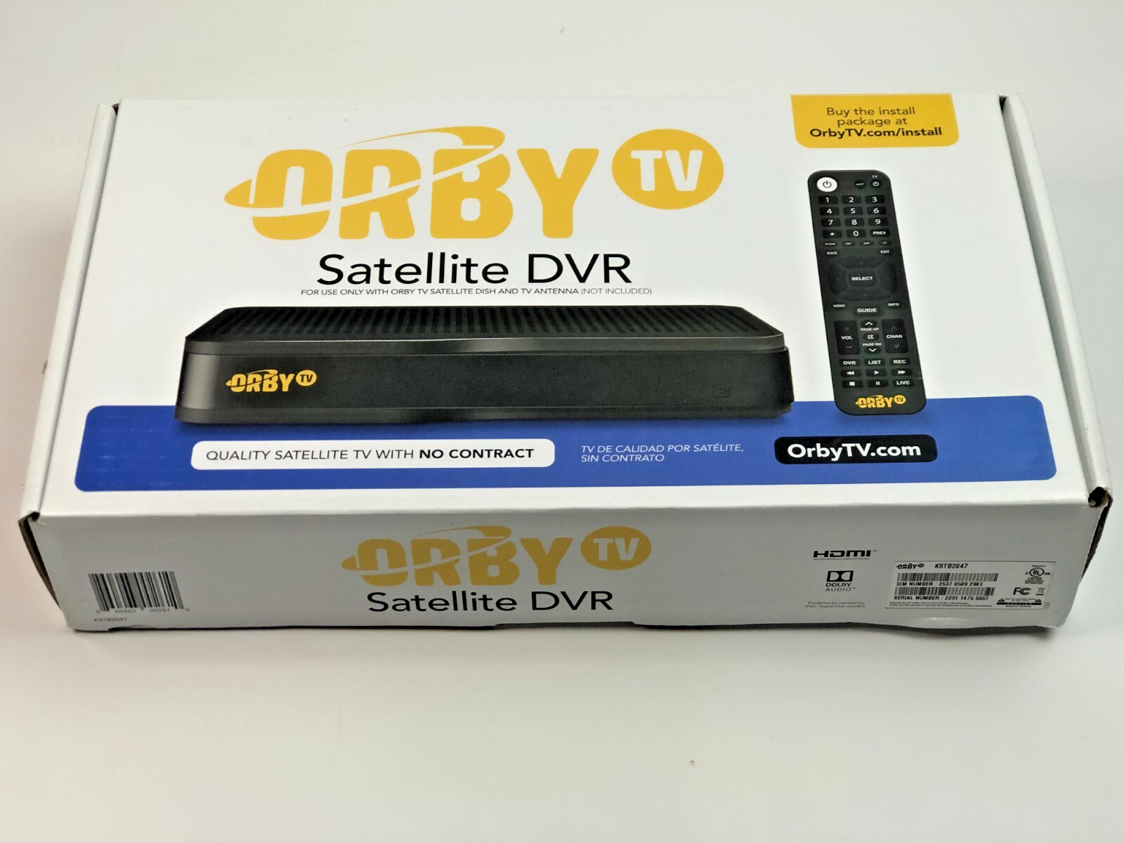 Orby TV Satellite DVR Receiver - KSTB2047   G89J NEW In Opened Box