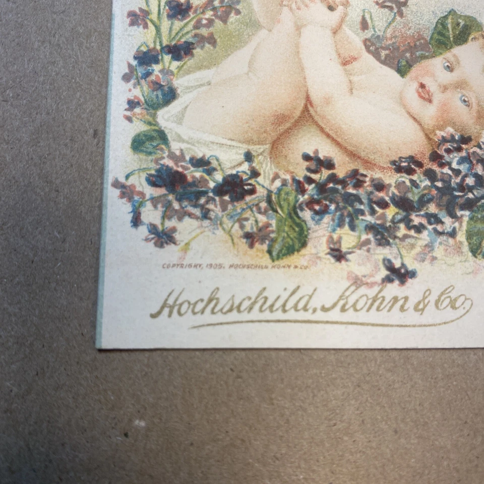 Редкая антикварная почти как новая неразделенная открытка с детской присыпкой Hochschild Kohn & Co 1905 г. - Изображение 4 из 4