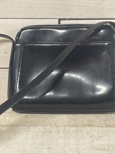 Lauren Ralph Lauren Black Hard Leather Crossbody Bag 1990’s Y2K Fast Ship - Picture 8 of 11