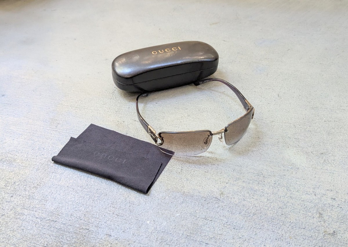 Gucci Sunglasses GG2766/F/S Silver Metal Gray Lens Square Rimless