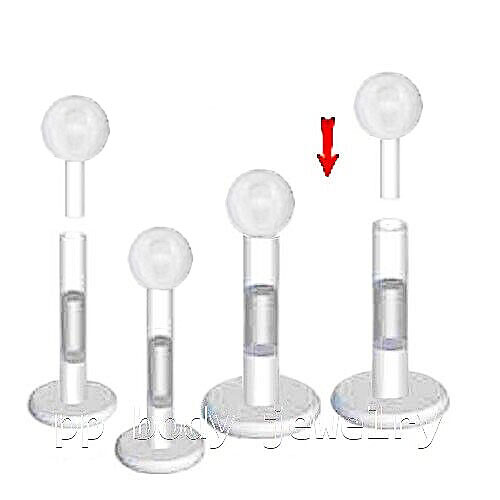 5 Pc 14g 5/16" Acrylic Lip Labret Retainer With Push In Top