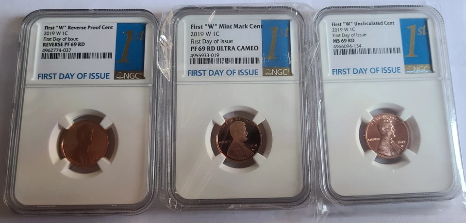2019 W Lincoln Cent "3 coin" West Point Label Set- NGC - PF69R-PF69CAM-MS-69RD - Image 3 of 4