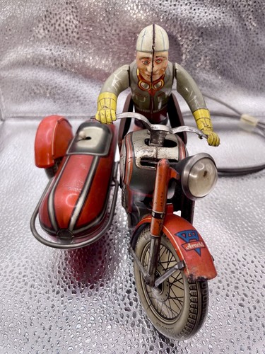 Arnold Mac Moto con Sidecar Giocattolo di Latta Antico e Rarità Motorcycle Bike - Foto 8 di 10