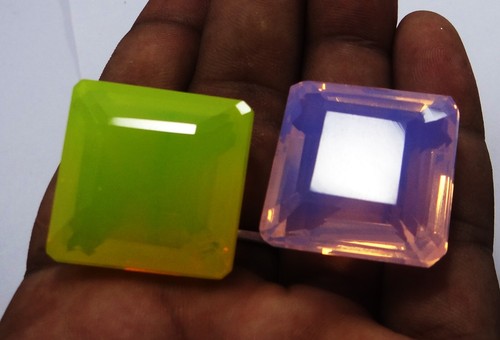 Natural 173Ct Ethiopian mix Fire Opal Radiant Loose Gemstone Certified 2pcs lot - Picture 3 of 6