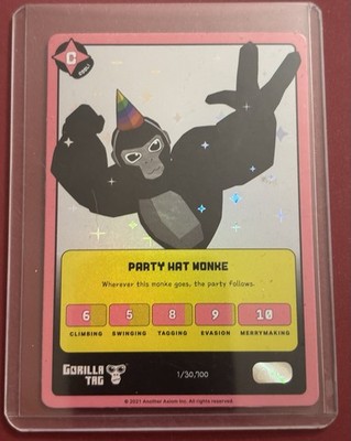 Gorilla Tag Party Hat Monke Card  Holo Foil Serial #1/30,100 Another Axiom 2021