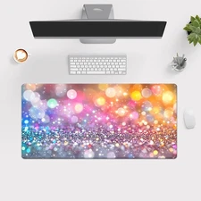 40*90cm 1pc Colorful Firefly Mousepad - Vibrant Bokeh Light Design, Anti-Slip Ru