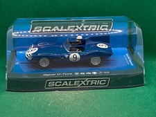 ORIGINAL SCALEXTRIC JAGUAR D-TYPE 1/32 SLOT CAR, BLUE/WHITE # 9, NEW UNUSED
