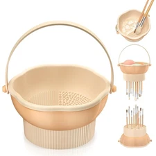 senbowe 3 in 1 Makeup Brush Cleaner Mat, Silicone Makeup Brush Cleaner Bowl Cosm