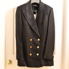Tom Ford black knit double breasted blazer vi...