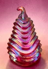 Fenton Iridescent Carnival Glass Amberina Glow Pear Fairy Lamp Candy Box MINT!