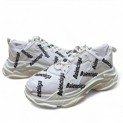 Balenciaga White leather AOP logo triple s sneakers