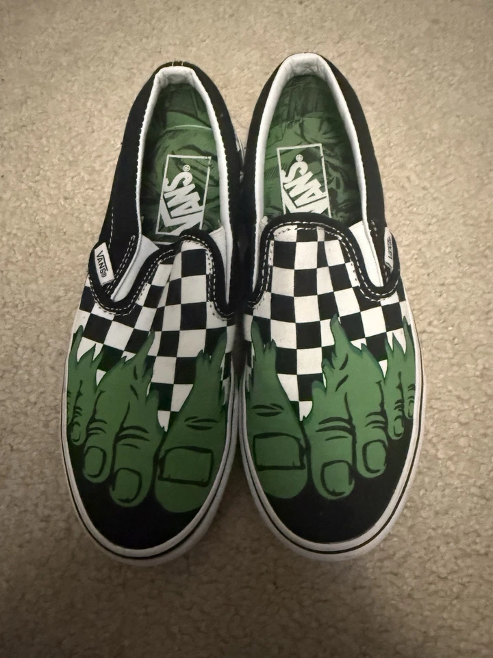 Zapato sin cordones Vans Kids X-Marvel Hulk Toes a cuadros talla 4 Foto 2 de 4