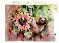 Puzzle Calvendo Paresseux Avec Tournesol | 1000 PièCes, Format Assemblé 64 × 48