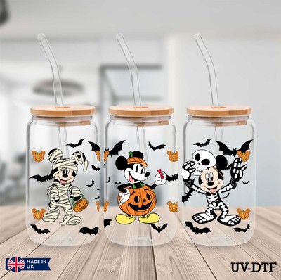 Mickey Mouse Halloween UV DTF Aufkleber - 16 Unzen Libbey Dose Glasfolie yd398