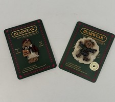 Boyds Bears  Friends Bearwear Wearable Resin Brooches Lot of 2 Carded 1995/2000