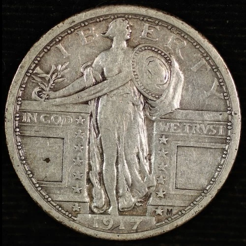 Standing Liberty Silver Quarter 1917 P T-1. Very Fine. Lot # 9061-133-014