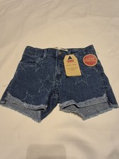 Levi's Girls Shorty Short Denim Shorts Blue 6X REG Adjustable Waist Stretch
