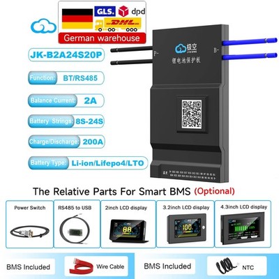 JK Smart BMS 8S-24S 200A Li-ion LiFePo4 Akku BMS with 2A Active Balance BT/RS485