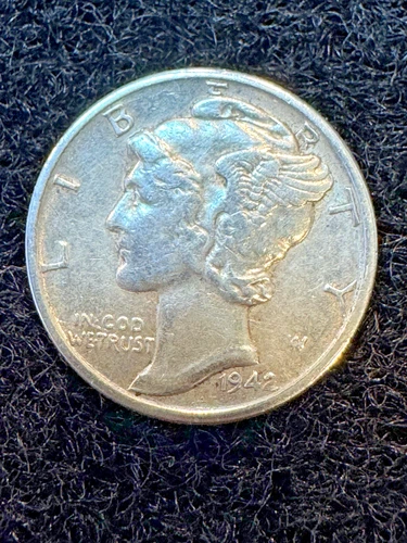 1942 P  Liberty Head Mercury Dime - Very Fine