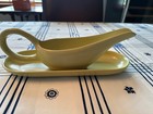 Vintage MCM 1950’s Brock Ware Pottery Genie Gravy Boat and Underplate Set — photo 1