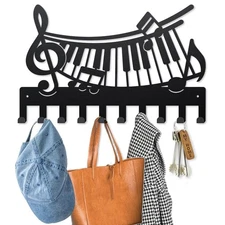 Music Piano Metal Coat Hooks for Wall 15.7×9.8inch Musical Notes Music Wall M...