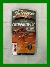 Rage Crossbow X Slipcam 100 grain 3 pack Broadheads 2 Steel Blade, Shock Collars