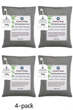 4 PACK 200 GRAM EACH Kooler Things all Natural Bamboo Charcoal Air Purifying Bag