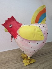 Huhn Hahn Henne Metall Figur Skulptur Landhaus Shabby H: 17 cm OSTERN Deko