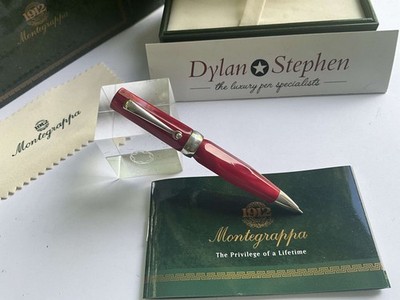 Montegrappa Micra Rot Zelluloid und Silber Kugelschreiber NEU