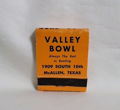 Vintage Valley Bowl Bowling Alley Matchbook McAllen Texas Advertising Full
