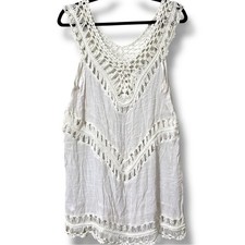 CUPSHE women  s small medium pullover ivory off white cover up beach resort wear
