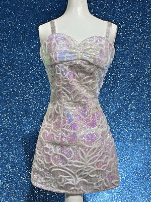 Barbie Fashion Party Glam Celeb Dress ~  White Iridescent ~ Excellent  