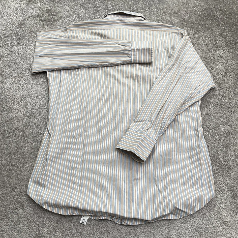 Camisa de vestir vintage Oleg Cassini para hombre Boonshaft 16 33 marrón azul a rayas EE. UU. Foto 2 de 4