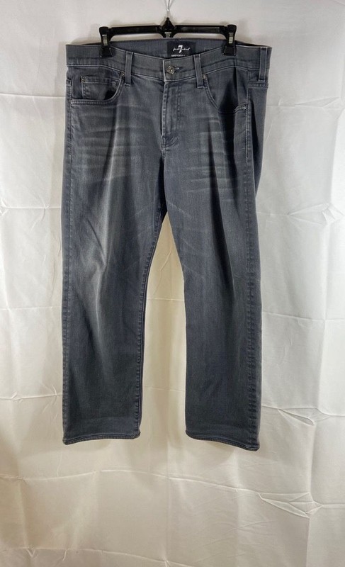 7 For All Mankind Men's Gray Carsen Luxe Performance Straight Leg Jeans Sz 34