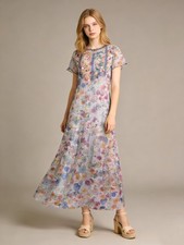 NWOT Johnny Was Flora Dancer Embroidered Mesh A Line Maxi Dress Size S