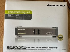 IOGEAR 2-portowy przełącznik KVM DualView z audio, kablami do udostępniania USB