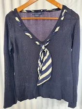 VTG Ralph Lauren Nautical Sweater With Striped Scarf Made In Hong Kong Size Med