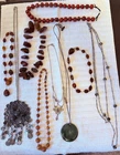 Vintage Costume Jewelry Lot Necklaces Bracelets Stones Red Beads Wear