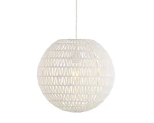 JONATHAN Y Luna Rattan Orb LED Pendant Light Dimmable 15.7" Modern White Room
