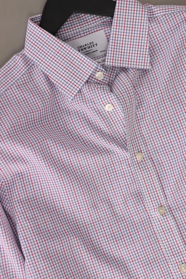 CHARLES TYRWHITT camicetta per uomo taglia Hemdgröße 41, L, 52 a quadri bianco - Immagine 4 di 4