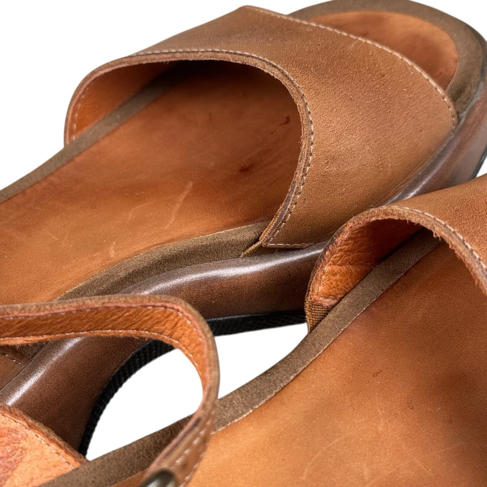 Sandalias Dansko Para Mujer Talla 37 Lara Gruesas Cuero Tostado Británico Correa al Tobillo Boho Foto 3 de 4