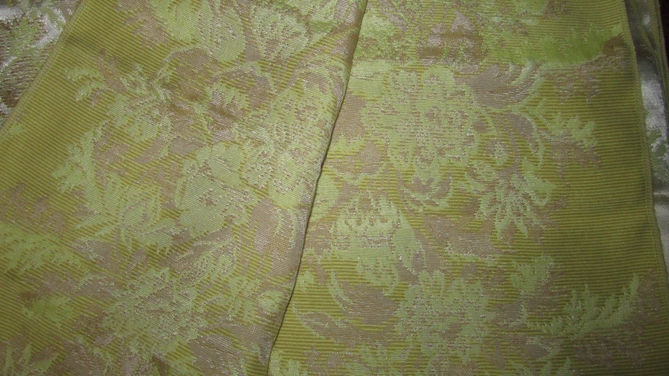 Drapery or Upholstery Tapestry Brocade Fabric 12 Yards Yellow & Tan Jaquard - Image 3 of 3